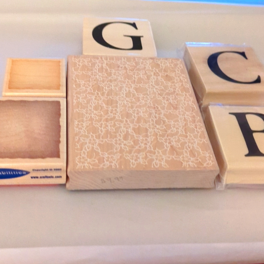 A Set of 6 Background and Alphabet Rubber Stamps